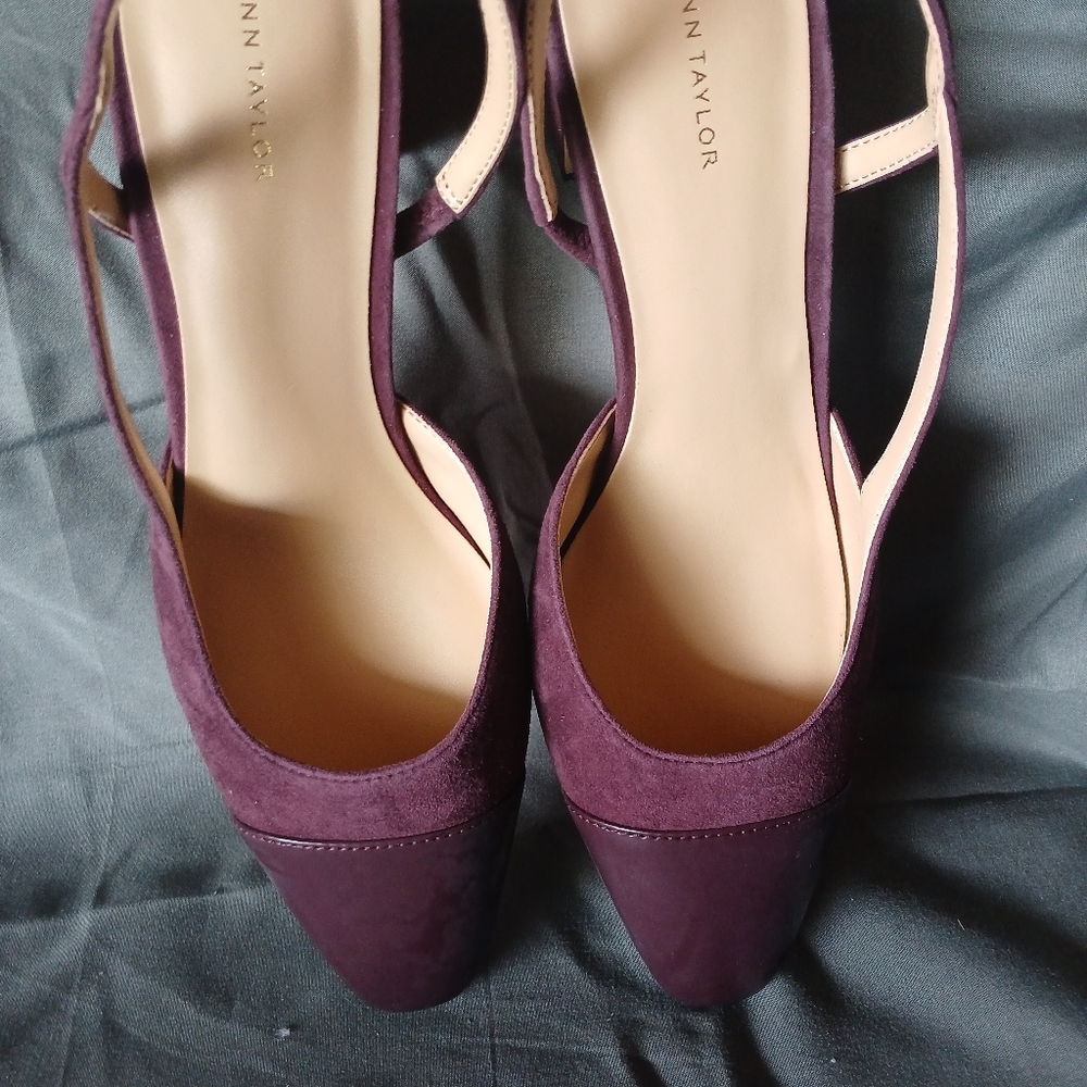 Ann Taylor Women's Deep Purple/burgundy Slingback Heels - Picture 2 of 3